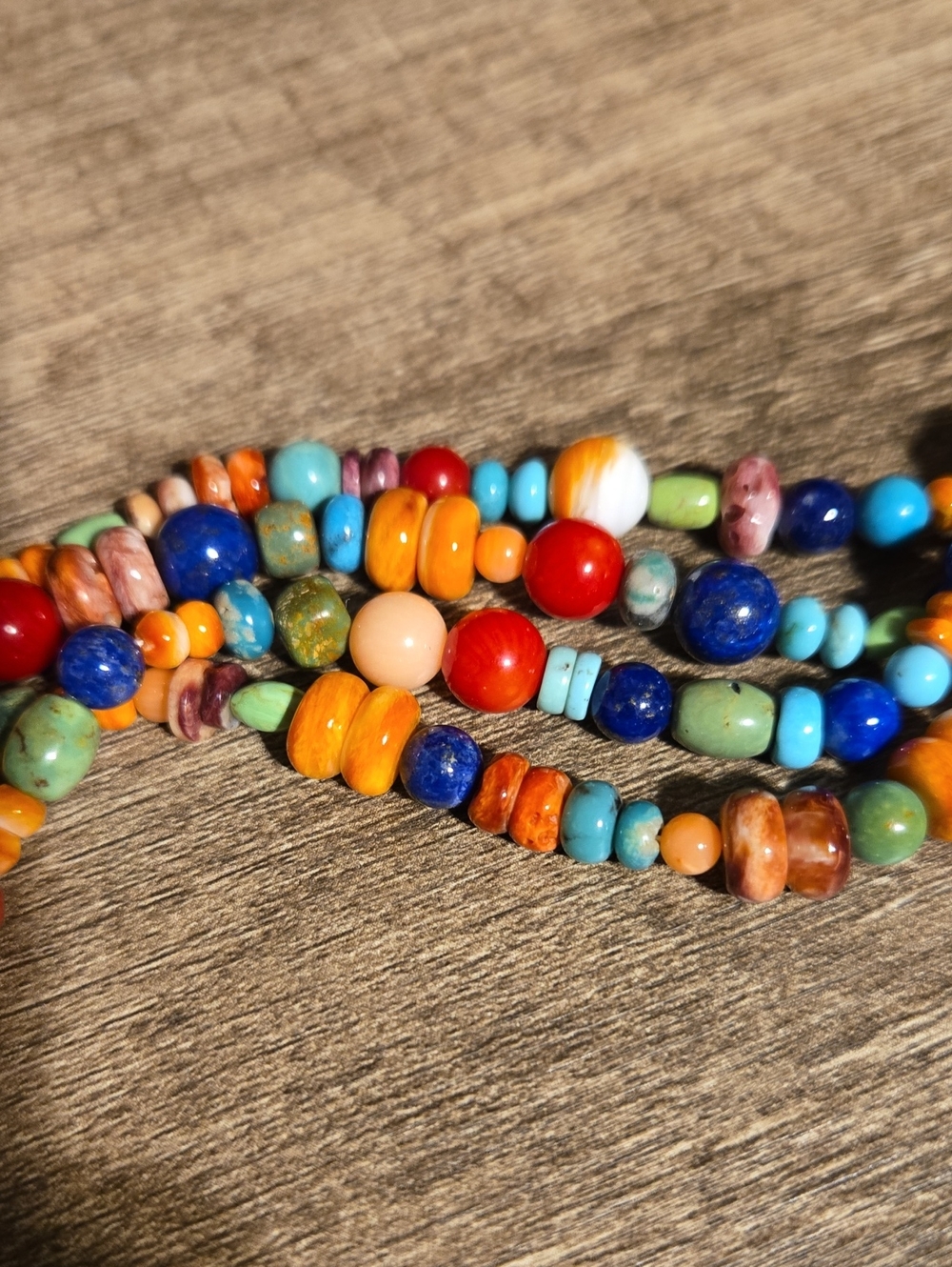 Vintage Native American Multi-Strand Gemstone Bead Bracelet - Picture 3 of 5